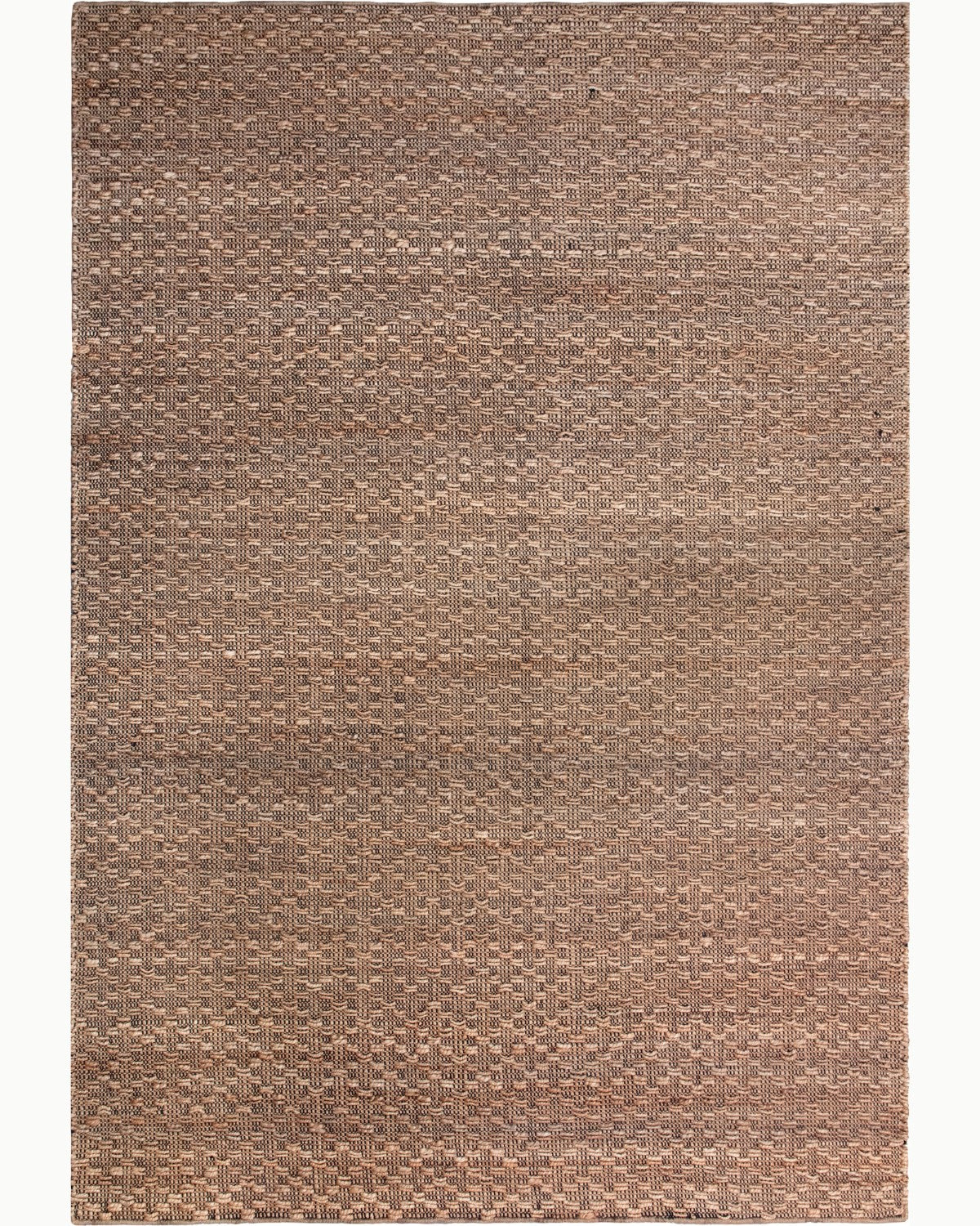 House of Bohi Arota natural jute area rug featuring a handwoven flatweave with contrasting black cotton warp.