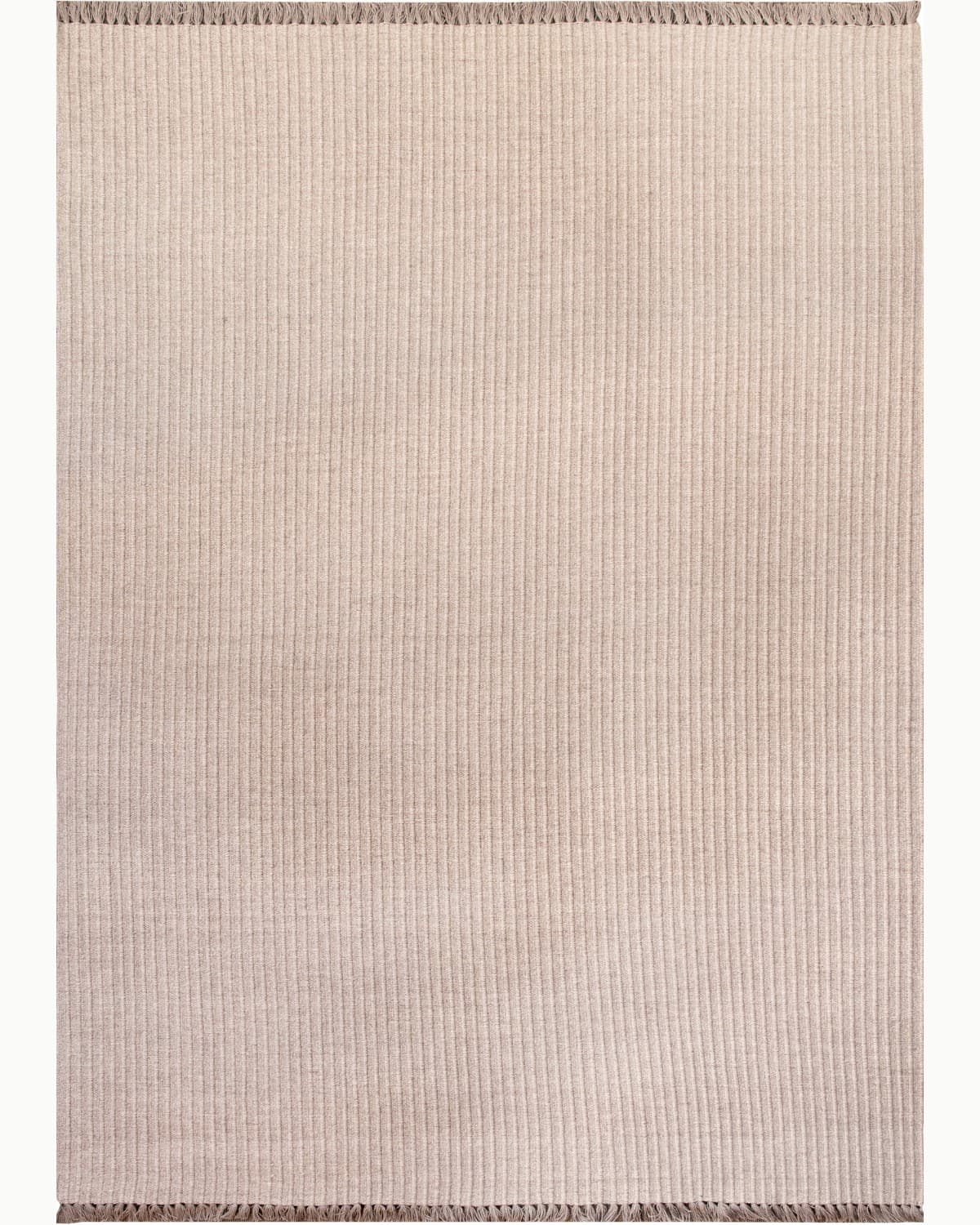 House of Bohi Daabi brown wool area rug featuring a handwoven flatweave design and fine vertical ribs.