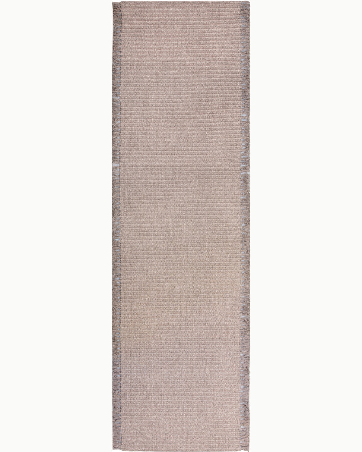 House of Bohi Daabi brown wool runner featuring a structured handwoven flatweave design with fine vertical ribs.