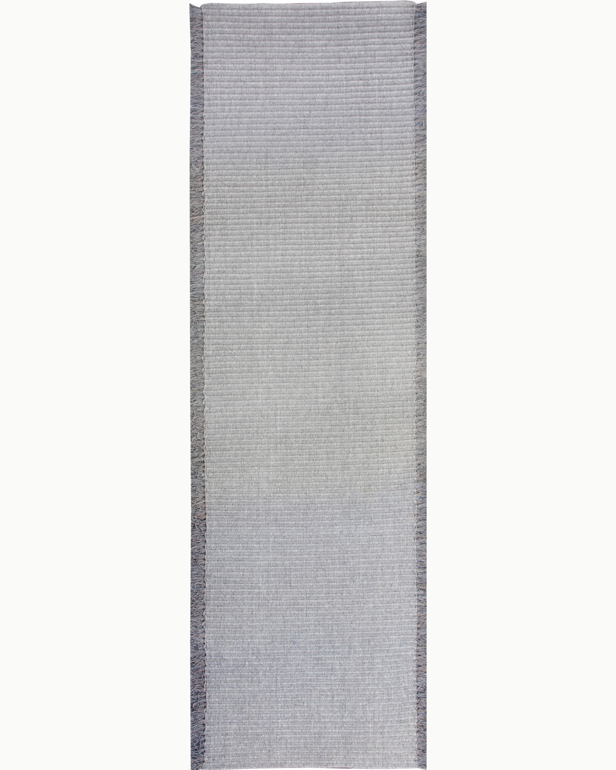 House of Bohi Daabi grey wool runner featuring a handwoven flatweave design with fine vertical ribs.