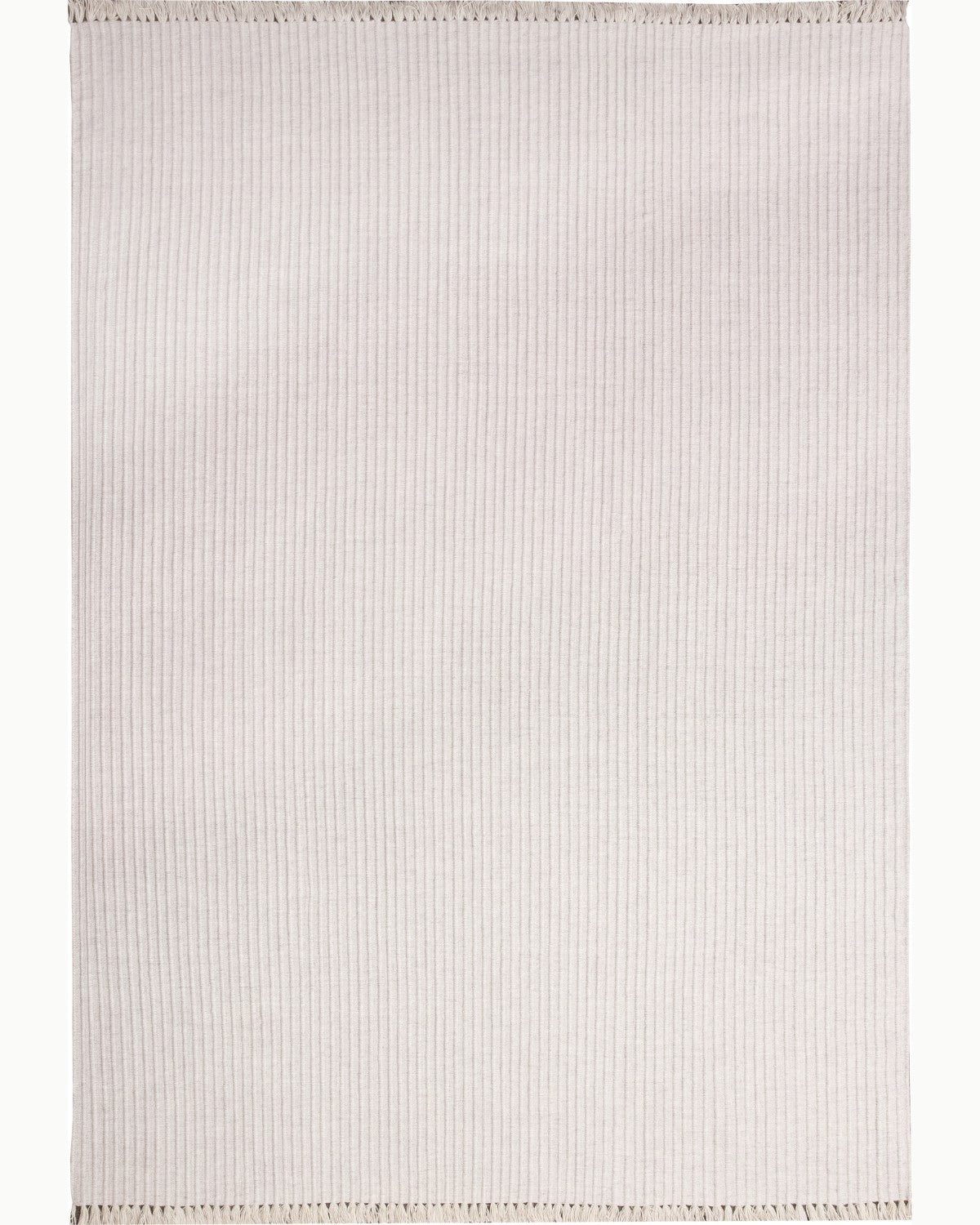 House of Bohi Daabi ivory wool area rug featuring a handwoven flatweave design with fine vertical ribs.