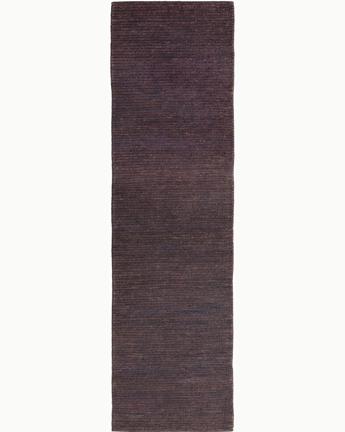 House of Bohi Nari runner in chocolate. A full overhead view of this rich, handwoven jute design.