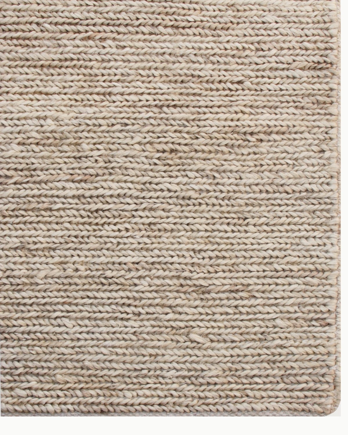 Detailed view of the straight bound edge, showcasing the structural rhythm and timeless appeal of the natural materials.