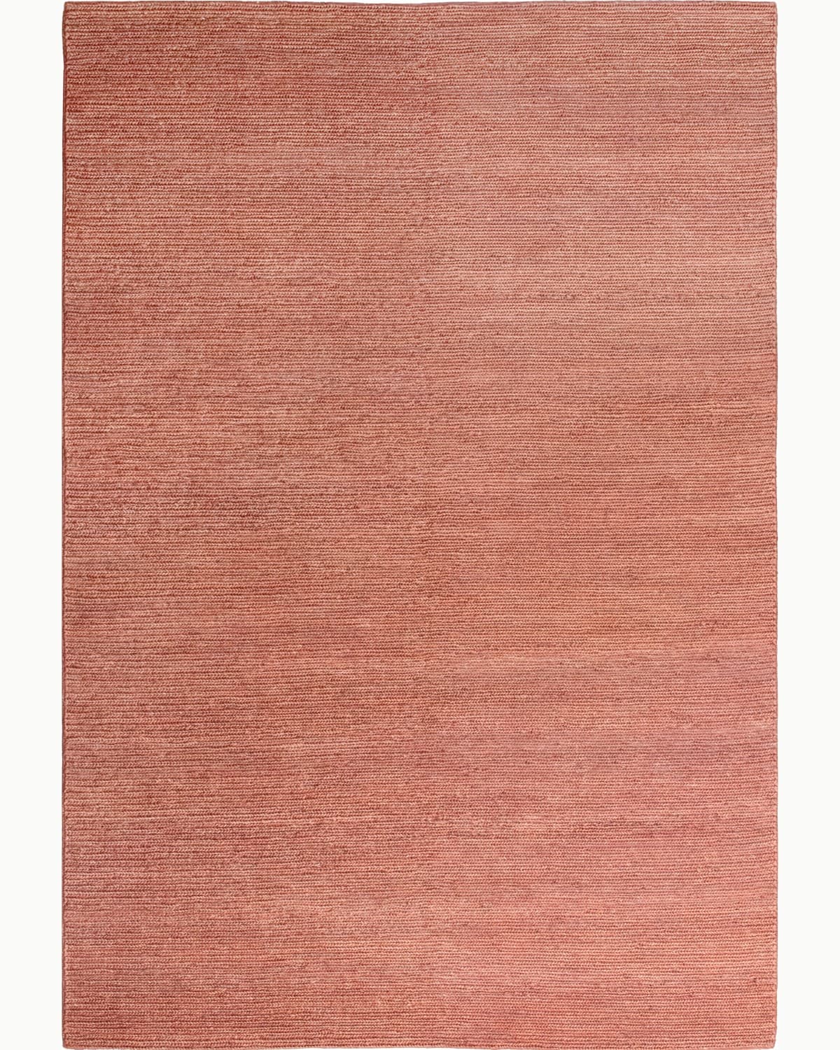 House of Bohi Nari area rug in rust. A full overhead view displaying the warm, handwoven jute construction.