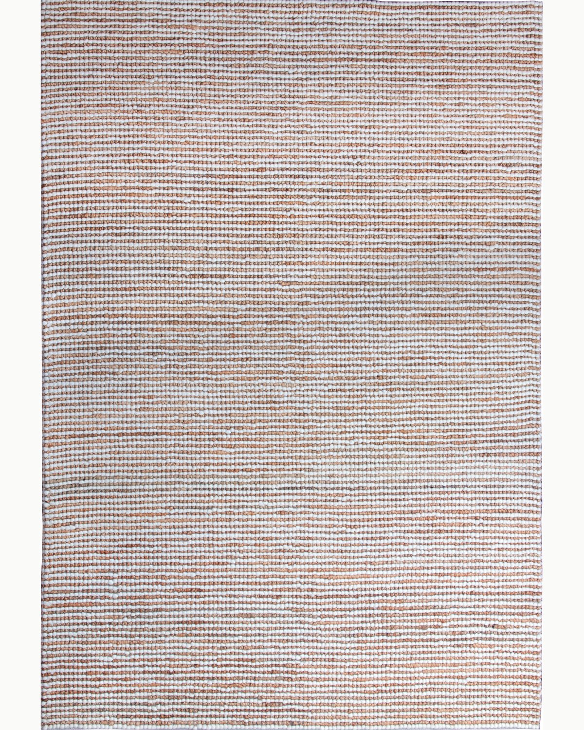 House of Bohi Biza natural and white area rug featuring a handwoven flatweave of New Zealand wool and golden jute.