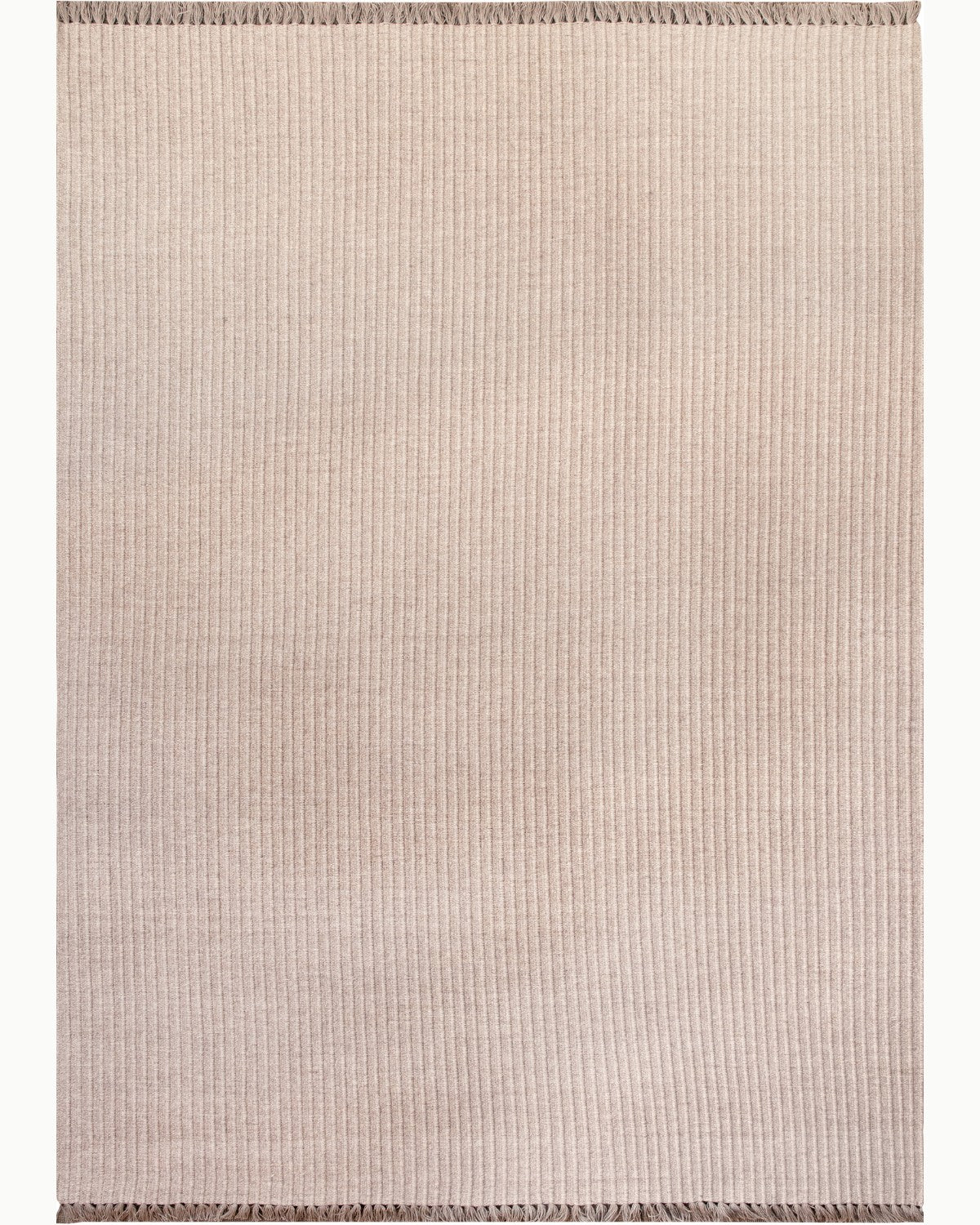 House of Bohi Daabi brown wool area rug featuring a handwoven flatweave design and fine vertical ribs.