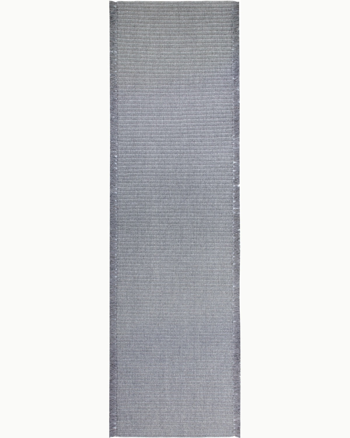 House of Bohi Daabi charcoal wool runner featuring a handwoven flatweave design with fine vertical ribs.
