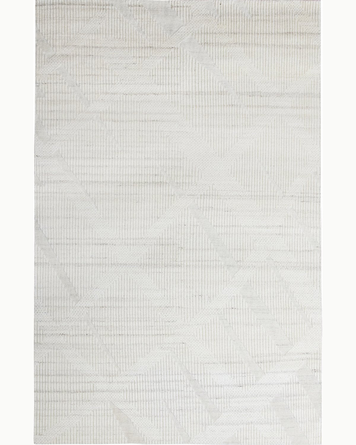 House of Bohi Kimi handknotted wool area rug in mist, showcasing a full overhead view of its modern relief design.