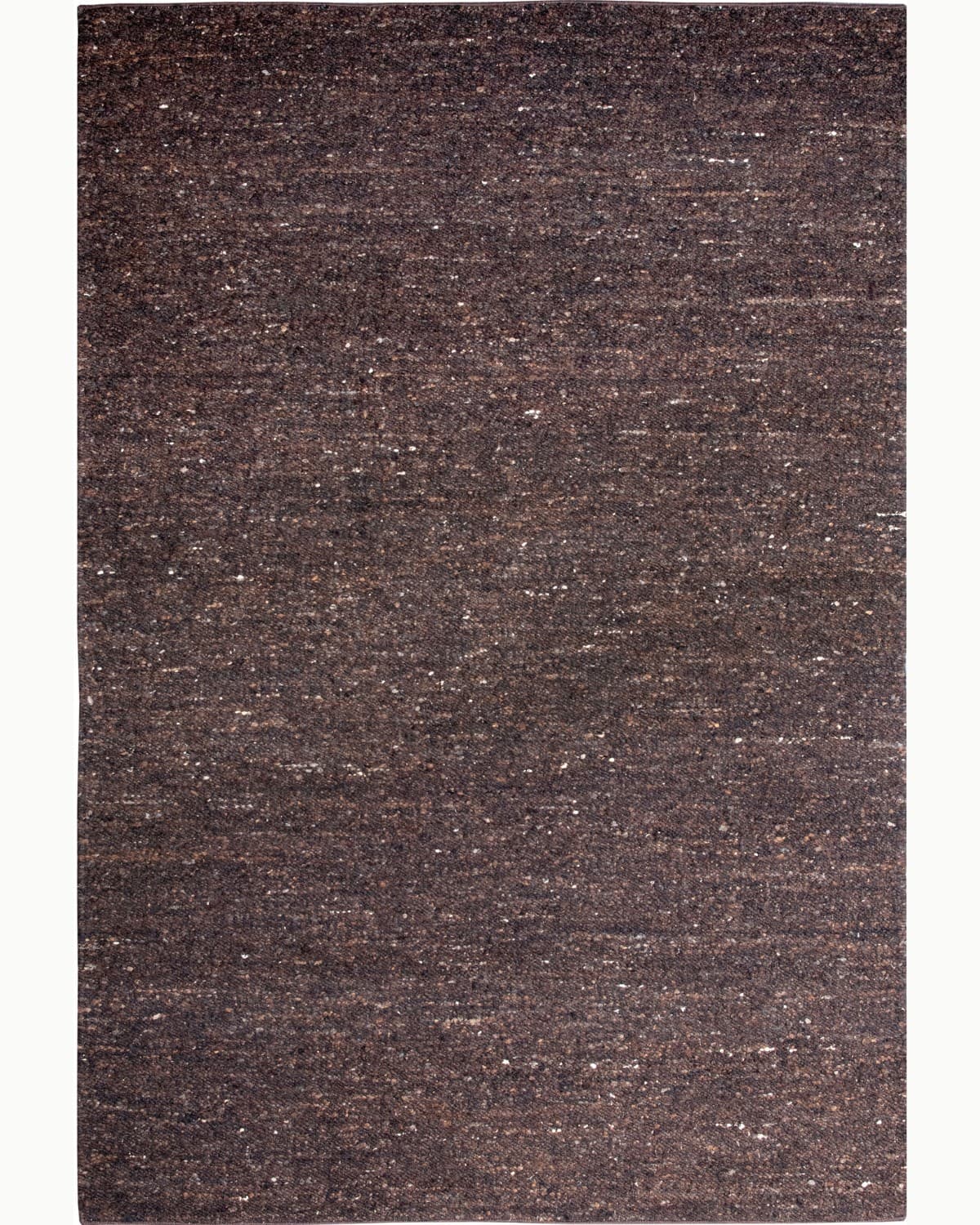House of Bohi Mehi chocolate area rug, handwoven from undyed New Zealand wool for a richly textured flatweave.