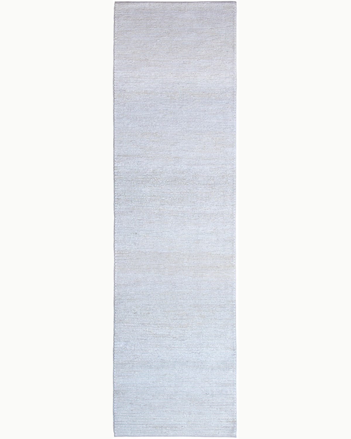 House of Bohi Nari runner in chalk. A full overhead view of this light, handwoven jute design.