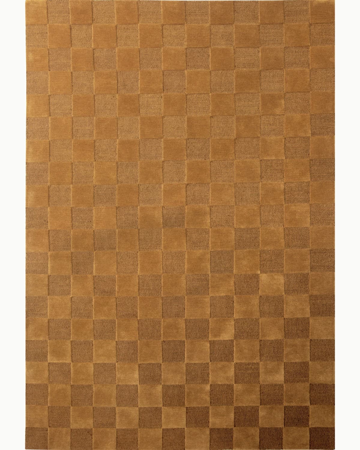 House of Bohi Navo area rug in dijon, featuring a geometric checkerboard design hand-tufted from premium New Zealand wool.