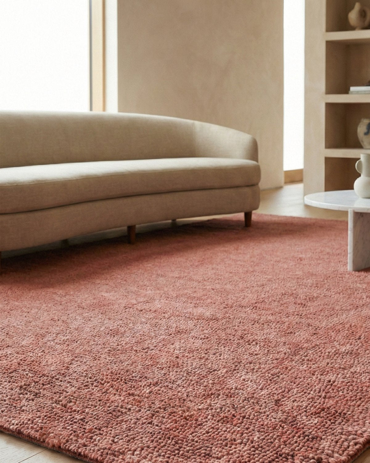 Low angle perspective highlighting the structured, high pile surface that offers quiet luxury and comfort underfoot.